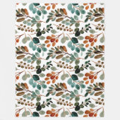 Blauwgroen Rust Sage Green Brown Leaves Autumn Fleece Deken (Voorkant)