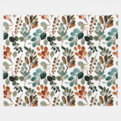 Blauwgroen Rust Sage Green Brown Leaves Autumn Fleece Deken (Voorkant (Horizontaal))