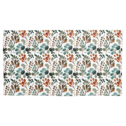 Blauwgroen Rust Sage Green Brown Leaves Autumn Kussensloop (Voorkant-Links)