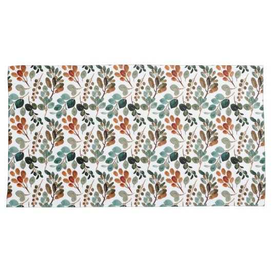 Blauwgroen Rust Sage Green Brown Leaves Autumn Kussensloop (Voorkant-Rechts)