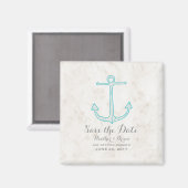Blauwgroen Rustic Anchor Save the Date Magneet (Voorkant / Achterkant)