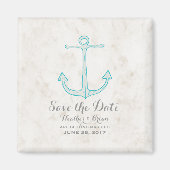 Blauwgroen Rustic Anchor Save the Date Magneet (Voorkant)