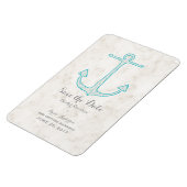 Blauwgroen Rustic Anchor Save the Date Magneet (Linkerzijde)