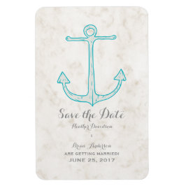 Blauwgroen Rustic Anchor Save the Date Magneet
