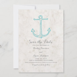 Blauwgroen Rustic Anchor sparen de Datum uitnodige Save The Date