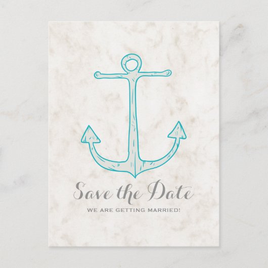 Blauwgroen Rustic Anchor sparen het Briefkaart van (Voorkant)