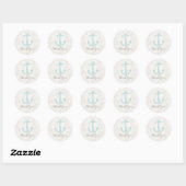 Blauwgroen Rustic Anchor Wedding Bedankt Ronde Sticker (Vel)