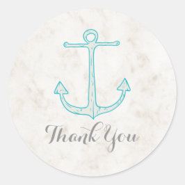 Blauwgroen Rustic Anchor Wedding Bedankt Ronde Sticker