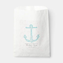 Blauwgroen Rustic Anchor Wedding Bedankzakje