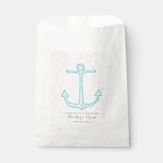 Blauwgroen Rustic Anchor Wedding Bedankzakje (Voorkant)
