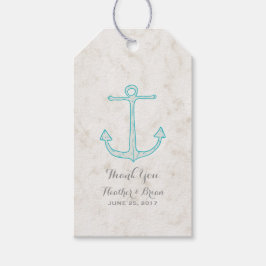 Blauwgroen Rustic Anchor Wedding Cadeaulabel