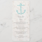 Blauwgroen Rustic Anchor Wedding Menu (Voorkant)