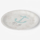 Blauwgroen Rustic Anchor Wedding Papieren Bordje (Gekanteld)