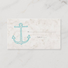 Blauwgroen Rustic Anchor Wedding Place Kaarten Plaatskaartje