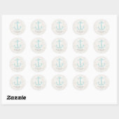 Blauwgroen Rustic Anchor Wedding Ronde Sticker (Vel)