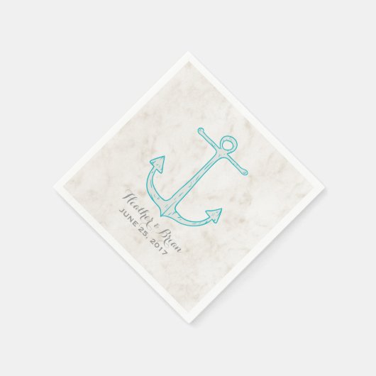 Blauwgroen Rustic Anchor Wedding Servetten (Hoek)