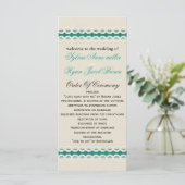 Blauwgroen Rustic burlap en lace country bruiloft Programmakaart (Staand voorkant)