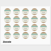 Blauwgroen Rustic burlap en lace country bruiloft Ronde Sticker (Vel)