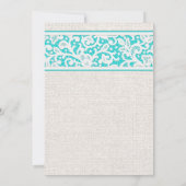 Blauwgroen Rustic Burlap & Linen Wedding Invitatio Kaart (Achterkant)