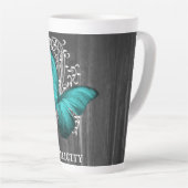Blauwgroen Rustic Butterfly - persoonlijke latte M Mok (Rechterhoek)