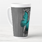 Blauwgroen Rustic Butterfly - persoonlijke latte M Mok (Linkerhoek)