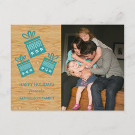 Blauwgroen Rustic Cadeaus Holiday Foto Briefkaart