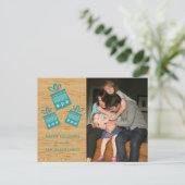 Blauwgroen Rustic Cadeaus Holiday Foto Briefkaart (Staand voorkant)
