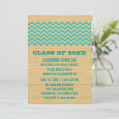 Blauwgroen Rustic Chevron Afstuderen Kaart (Staand voorkant)