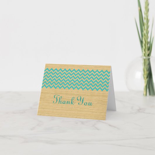 Blauwgroen Rustic Chevron - Hartelijk dank Bedankkaart (Voorkant)