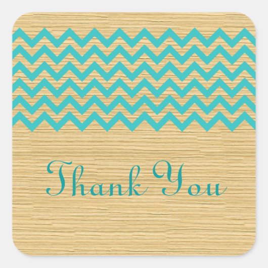 Blauwgroen Rustic Chevron Hartelijk dank Stickers (Voorkant)