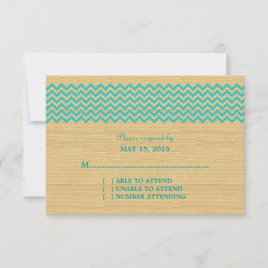 Blauwgroen Rustic Chevron Response Kaart (Voorkant)