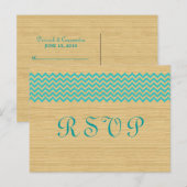 Blauwgroen Rustic Chevron RSVP Briefkaart (Voorkant / Achterkant)