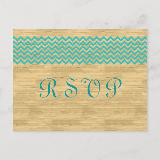 Blauwgroen Rustic Chevron RSVP Briefkaart (Voorkant)