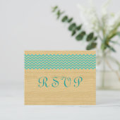 Blauwgroen Rustic Chevron RSVP Briefkaart (Staand voorkant)