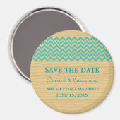 Blauwgroen Rustic Chevron Save the Date Magnet (Voorkant / Achterkant)