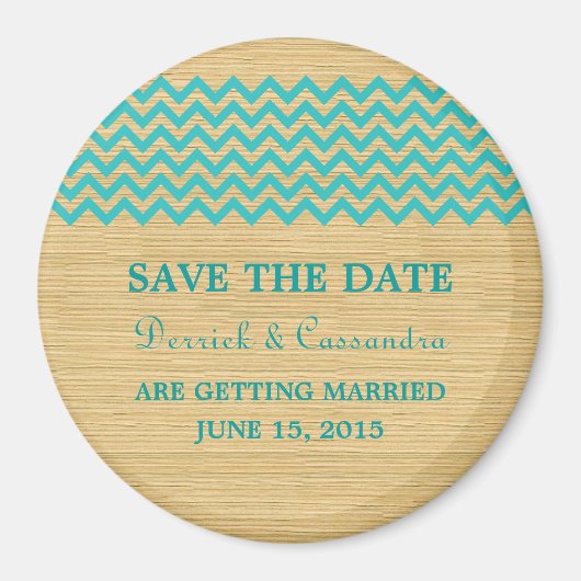 Blauwgroen Rustic Chevron Save the Date Magnet (Voorkant)