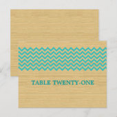 Blauwgroen Rustic Chevron Table Number Briefkaart (Voorkant / Achterkant)