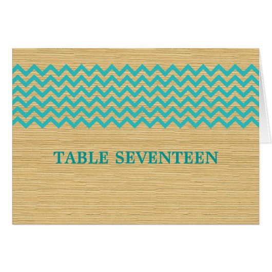 Blauwgroen Rustic Chevron Table Number Kaart (Voorkant Horizontaal)