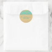 Blauwgroen Rustic Chevron Wedding Stickers (Tas)