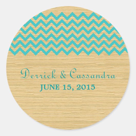 Blauwgroen Rustic Chevron Wedding Stickers (Voorkant)