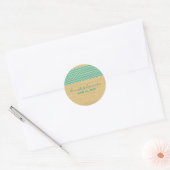 Blauwgroen Rustic Chevron Wedding Stickers (Envelop)