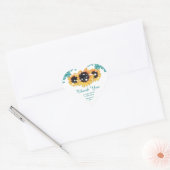 Blauwgroen Rustic Chic Lace Sunflower Wedding Hart Sticker (Envelop)