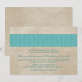 Blauwgroen Rustic Damask Wedding Invite Kaart (Voorkant / Achterkant)