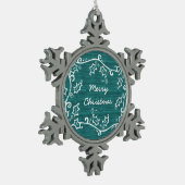 Blauwgroen Rustic Holly Snowflake Ornament (Links)