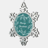 Blauwgroen Rustic Holly Snowflake Ornament (Rechts)