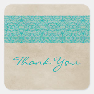 Blauwgroen Rustic Lace Dank je Stickers