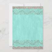 Blauwgroen Rustic Lace Wedding Invitations Kaart (Achterkant)