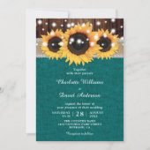 Blauwgroen Rustic Sunflower Wedding Kaart (Voorkant)