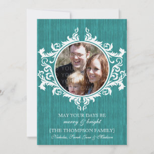 Blauwgroen Rustic Swirls Photo Flat Kaart