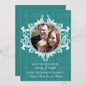 Blauwgroen Rustic Swirls Photo Flat Kaart (Voorkant / Achterkant)